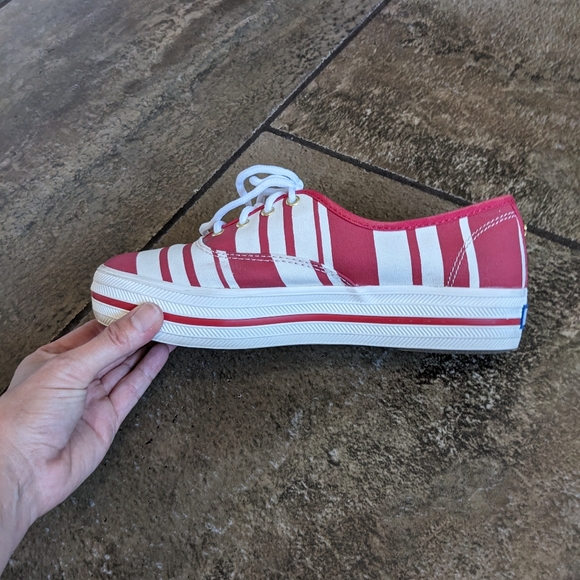 Keds Kate Spade Chunky Platform Sneakers Size 6 Red & Cream - Picture 8 of 16